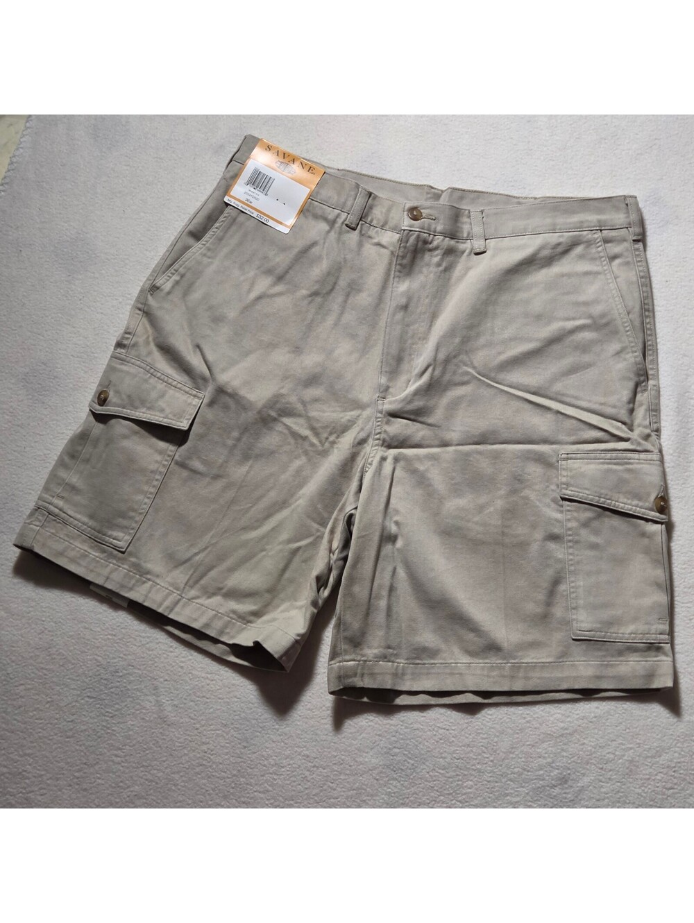 Cargo Shorts Savane Men's Relaxed Fit Size 36W Beige